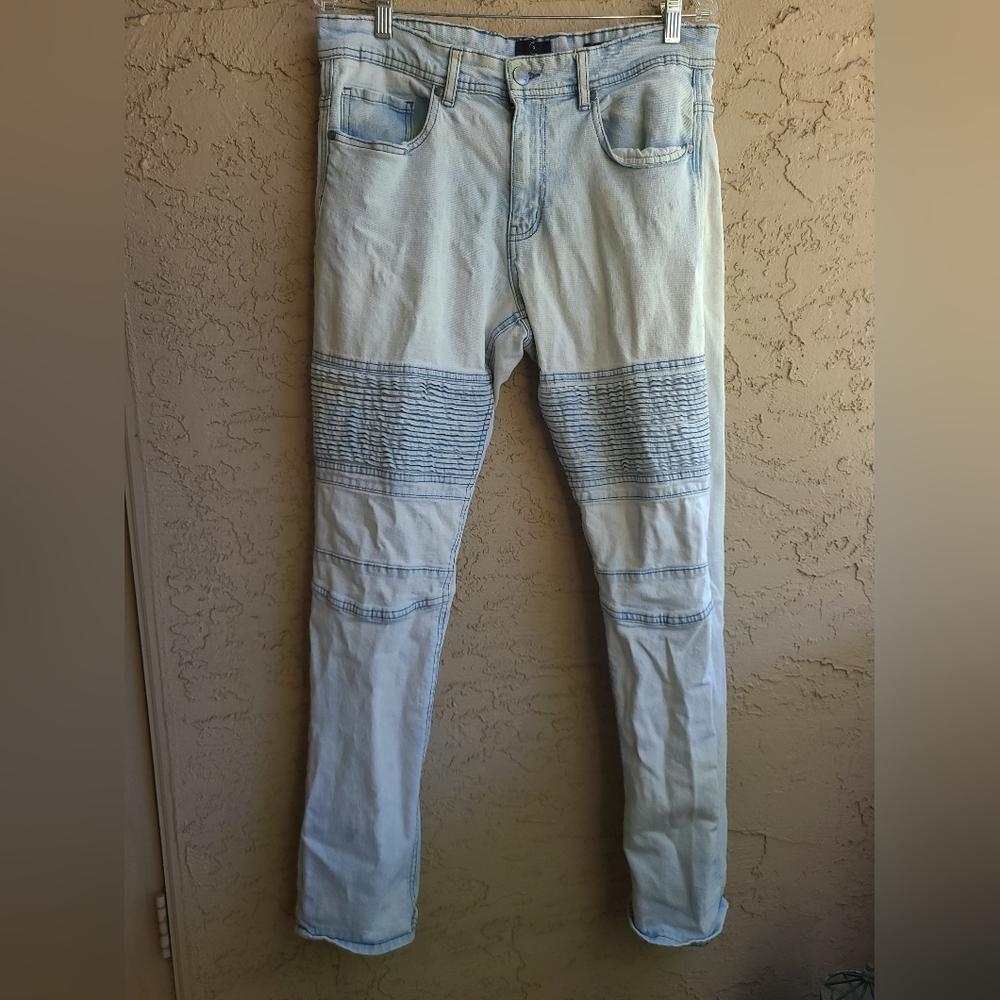 Cotton On Mens Stonewash Moto Jeans sz32